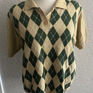 Vintage Alfred Dunner argyle sweater with shoulder pads